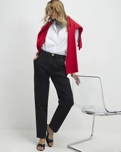Black High Waisted Tapered Jeans