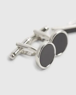 Black Inlay Cufflinks And Tiepin Set