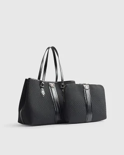 Black Jacquard Monogram Shopper Bag Bundle