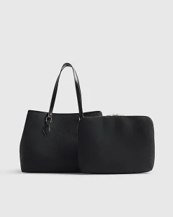 Black Jacquard Monogram Shopper Bag Bundle