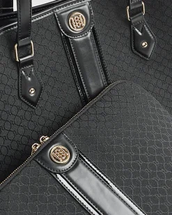 Black Jacquard Monogram Shopper Bag Bundle