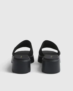 Black Knitted Mule Flatform Sandals