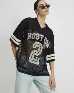 Black Lace Boston Number T-Shirt