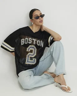 Black Lace Boston Number T-Shirt