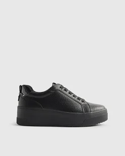 Black Lace Up Flatform Trainers