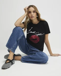 Black L'amour Lips T-Shirt