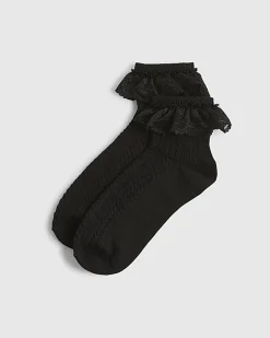 Black Large Lace Frill Socks