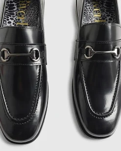Black Leather Snaffle Loafers