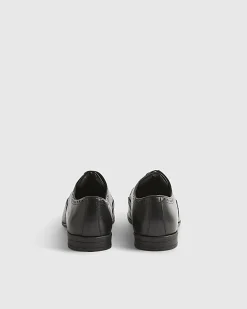 Black Leather Textured Brogue Shoes