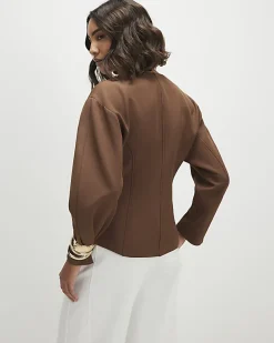 Black Long Balloon Sleeve Button Up Jacket
