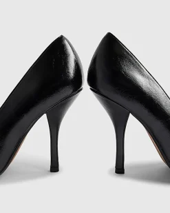 Black Long Chisel Toe Court Heels