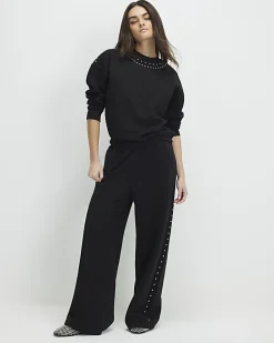 Black Long Sleeve Studded Sweatshirt