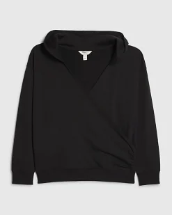 Black Long Sleeve Wrap Front Hoodie