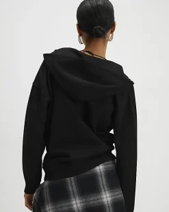 Black Long Sleeve Wrap Front Hoodie