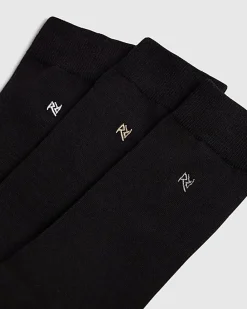Black Metallic Embroidered Pack Of 7 Socks