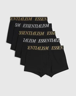 Black Metallic Waistband Pack Of 5 Trunks