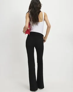 Black Mid Rise Flared Jeans