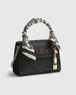 Black Mini Embossed Scarf Tote Bag