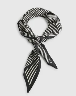 Black Mono Stripe Tie Up Scarf