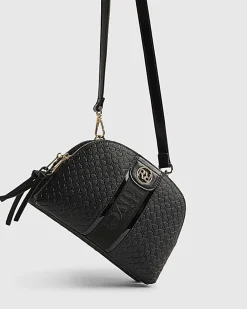 Black Monogram Curved Top Crossbody Bag