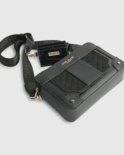 Black Monogram Panelled Cross Body Bag