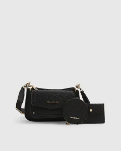 Black Multi Pouch Monogram Crossbody Bag