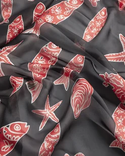 Black Nautical Print Tie Scarf