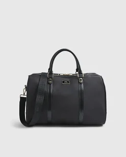 Black Nylon Barrell Travel Bag