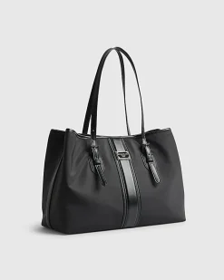 Black Nylon Buckle Handle Shopper Bag