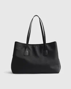 Black Nylon Buckle Handle Shopper Bag