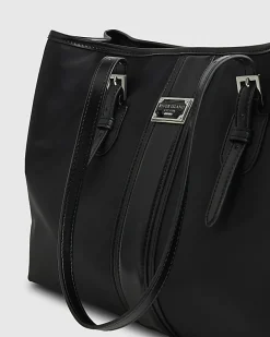 Black Nylon Buckle Handle Shopper Bag