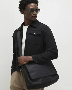 Black Nylon Messenger Bag
