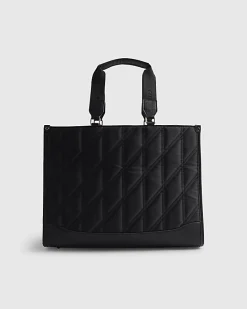 Black Nylon Quilted Shopper Bag