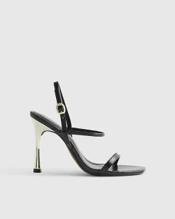 Black Open Back Heeled Sandals