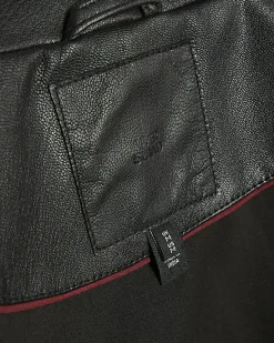 Black Oversize Leather Bomber Jacket