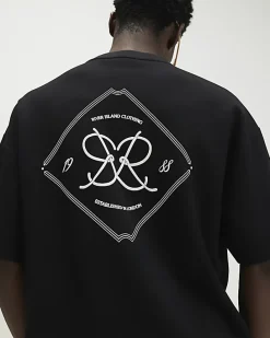 Black Oversized Fit Graphic Print T-Shirt