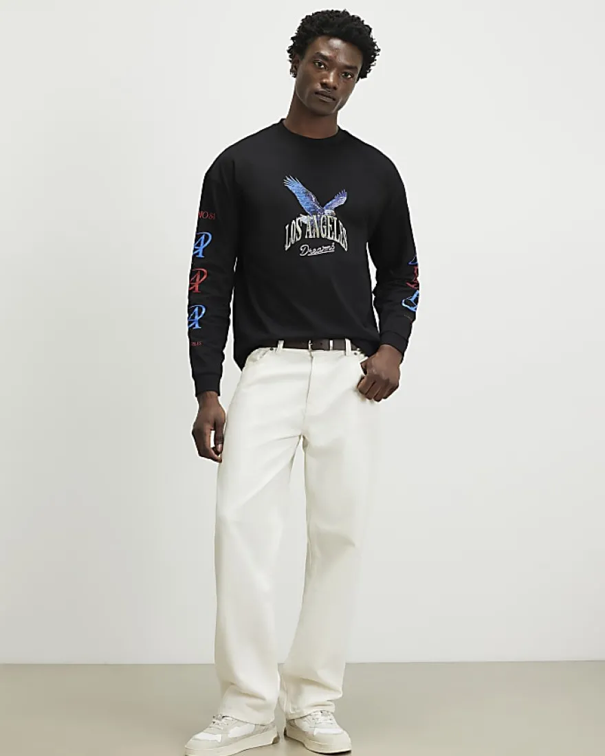 Black Oversized Fit LA Eagle T-Shirt