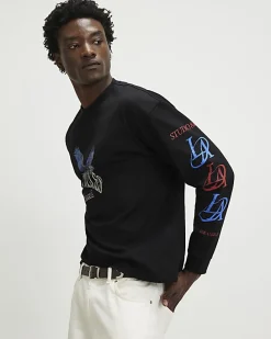 Black Oversized Fit LA Eagle T-Shirt