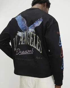 Black Oversized Fit LA Eagle T-Shirt