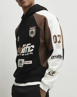Black Oversized Fit Panel Hoodie