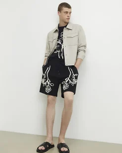 Black Oversized Fit Roping T-Shirt