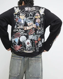 Black Oversized Fit Tattoo Graphic T-Shirt