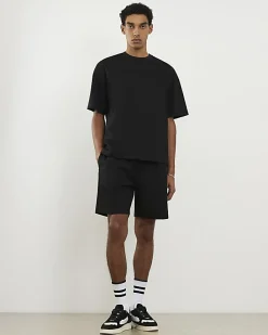 Black Oversized Fit T-Shirt and Shorts Set