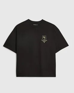 Black Oversized Fit Valeur Crest T-Shirt