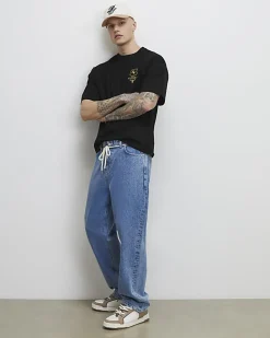 Black Oversized Fit Valeur Crest T-Shirt