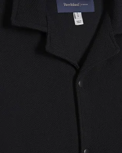 Black Oversized Fit Waffle Textured Shirt