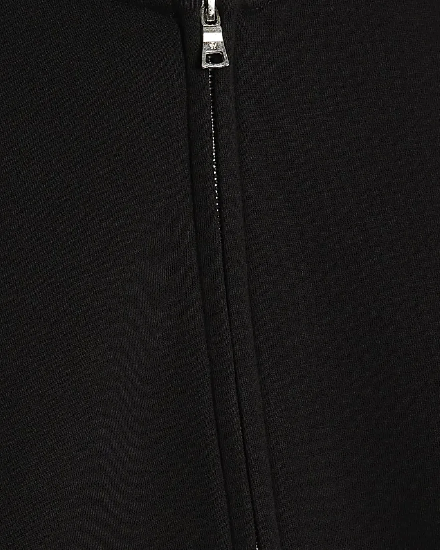 Black Oversized Fit Zip Through Hoodie