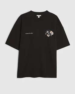 Black Oversized Textured T-Shirt