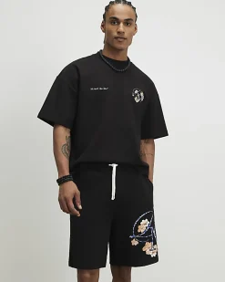 Black Oversized Textured T-Shirt