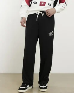 Black Oversized Wide Leg Side Stripe Joggers